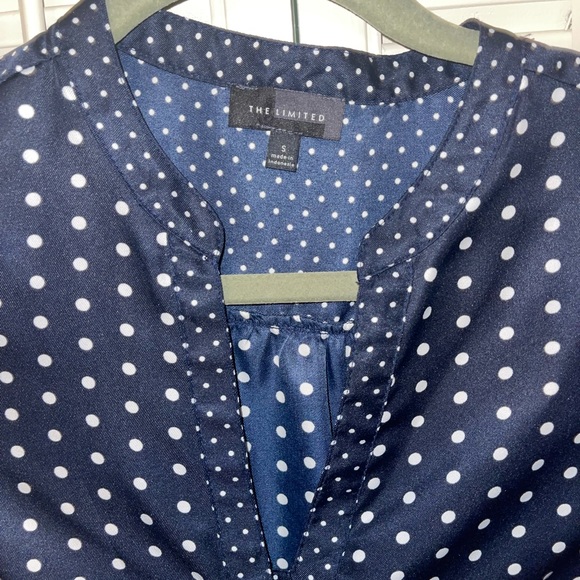 THE LIMITED womens polka dot navy blue blouse - Picture 7 of 7
